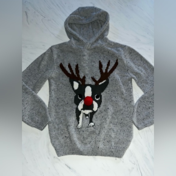 Happy Christmas gray hoodie frenchie reindeer Xmas funny Ugly Sweater l 11/12 - Picture 1 of 3